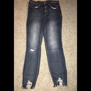 High rise skinny distressed denim